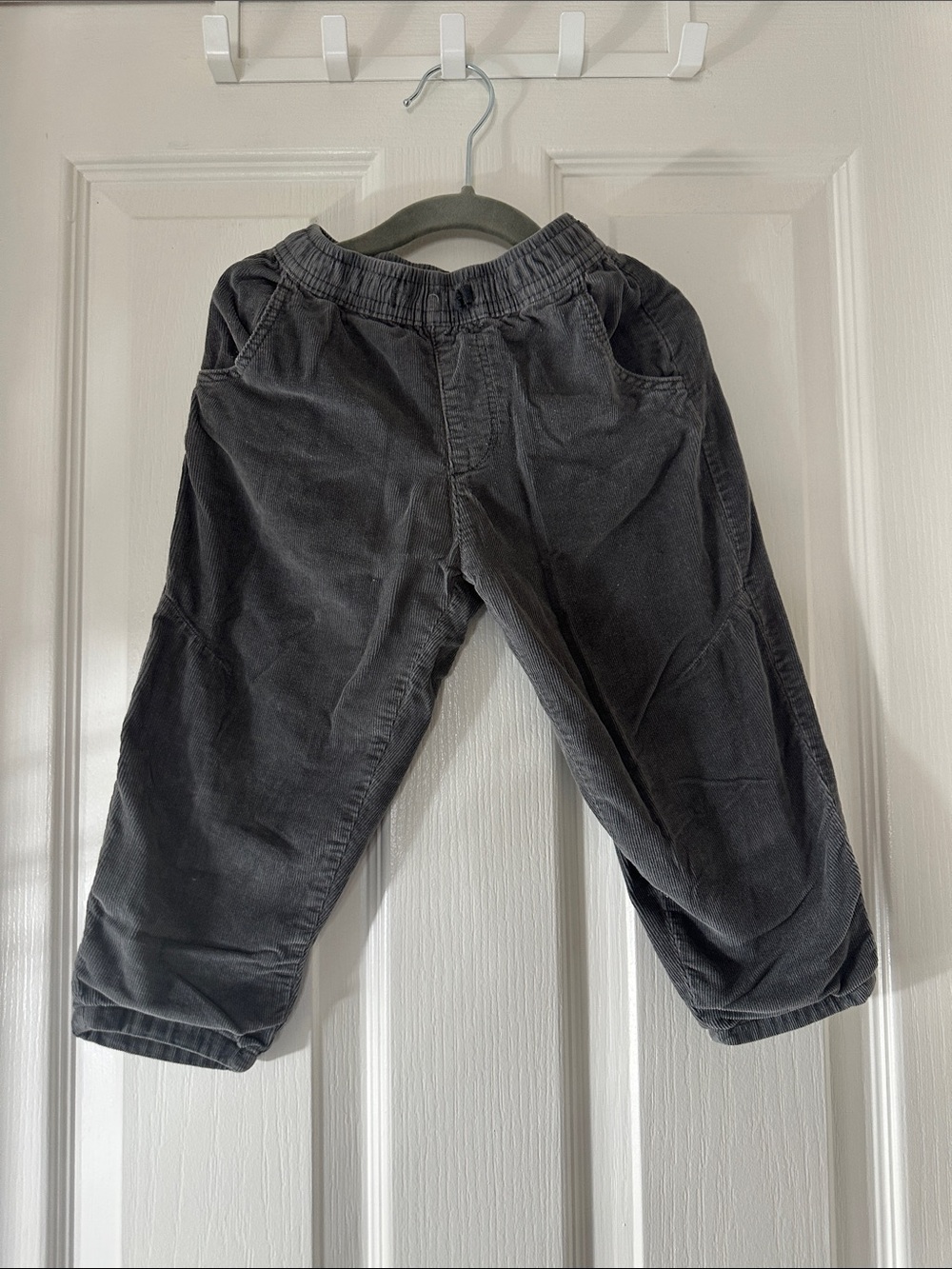 Zara Kids Charcoal Gray Corduroy Elastic-Waist Pants